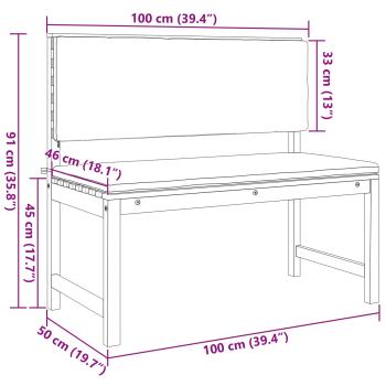 Gartenbank mit Kissen 100x50x91 cm aus massivem Akazienholz