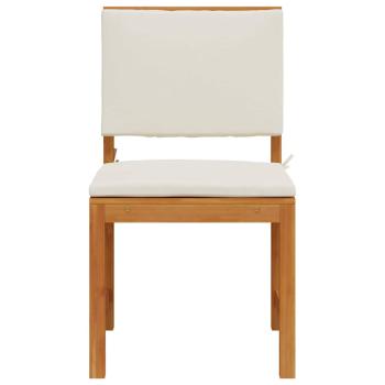 Gartenstuhl ohne Armlehnen mit Kissen, 2 Stück, aus massivem Akazienholz