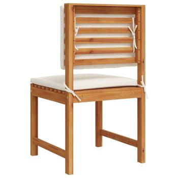 Gartenstuhl ohne Armlehnen mit Kissen, 2 Stück, aus massivem Akazienholz