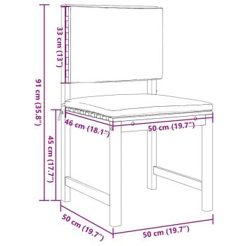 Gartenstühle ohne Armlehnen mit Kissen, 2 Stück, aus Akazienholz
