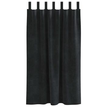 Verdunkelungsvorhänge mit Aufhängeschlaufen 2 Stück Schwarz Samt
