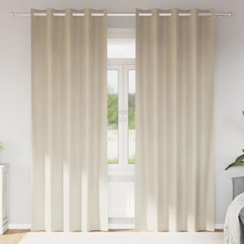 ARDEBO.de - Verdunkelungsvorhänge mit Ösen 2 pcs Creme Samt