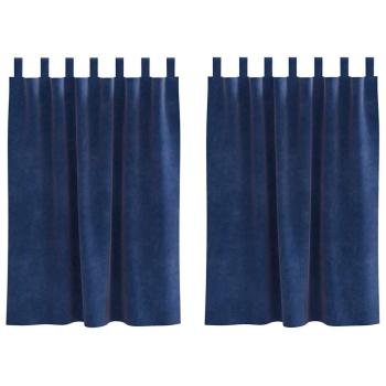 Verdunkelungsvorhänge mit Schlaufen 2 Stück Dunkelblau Samt
