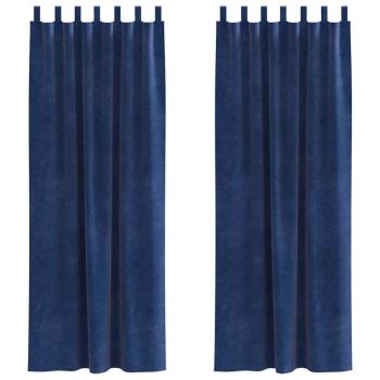 Verdunkelungsvorhänge mit Aufhängeschlaufen 2 Stück Dunkelblau Samt