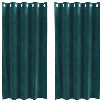 Verdunkelungsvorhänge mit Ösen 2 Stück Dunkelgrün Samt