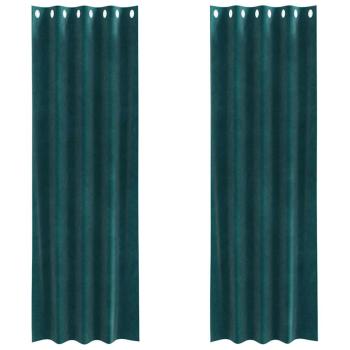 Verdunkelungsvorhänge mit Ösen 2 Stück Dunkelgrüner Samt