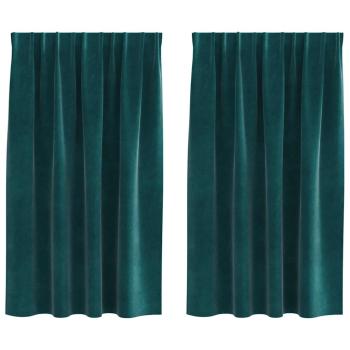 Verdunkelungsvorhänge mit Oberband 2 Stück Dunkelgrün Samt