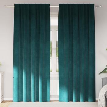 ARDEBO.de - Verdunkelungsvorhänge mit Oberband 2 Stk Dunkelgrüner Samt