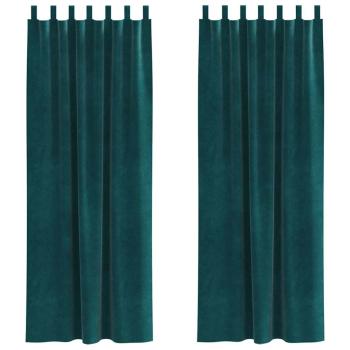 Verdunkelungsvorhänge mit Schlaufen 2 St. Dunkelgrün Samt