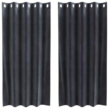 Verdunkelungsvorhänge mit Ösen 2 Stück Dunkelgrau Samt