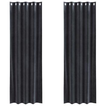 Verdunkelungsvorhänge mit Ösen 2 Stk Dunkelgrau Samt