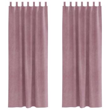 Verdunkelungsvorhänge mit Aufhängeschlaufen 2 Stk Dunkelrosa Samt