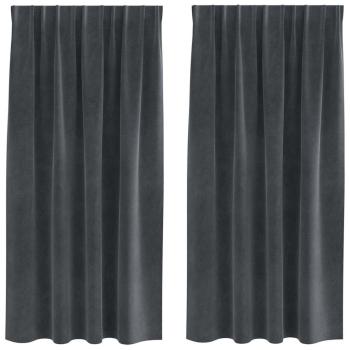 Verdunkelungsvorhänge mit Tape 2 Stück Hellgrau Samt
