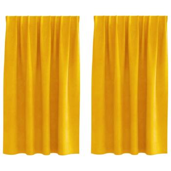 Verdunkelungsvorhänge mit Kräuselband 2 Stück Senfgelb Samt