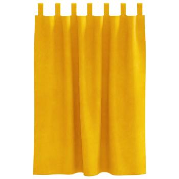 Verdunkelungsvorhänge mit Hängebändern 2 Stück Senfgelb Samt