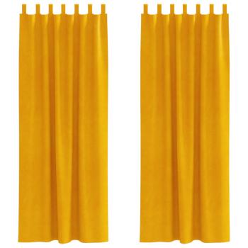 Verdunkelungsvorhänge mit Aufhängeschlaufen 2 Stück Senfgelb Samt
