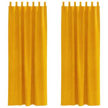 Verdunklungsvorhänge mit Schlaufen 2 Stück Senfgelb Samt
