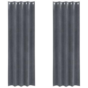 Verdunkelungsvorhänge mit Ösen 2 Stück Super Hellgrau Samt