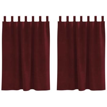 Verdunkelungsvorhänge mit Aufhängeschlaufen 2 Stück Weinrot Samt