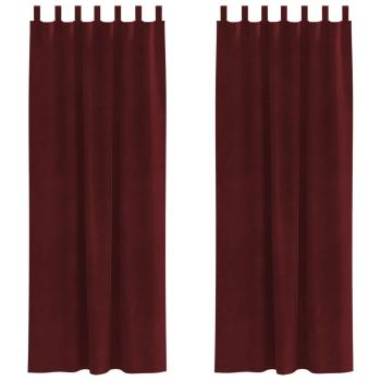 Verdunkelungsvorhänge mit Aufhängeschlaufen 2 Stück Weinrot Velours