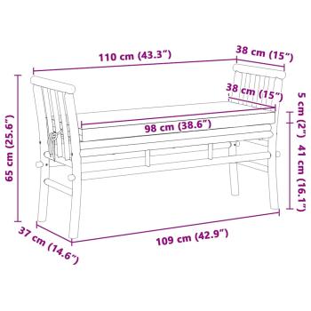 Gartenbank mit Kissen 110 cm aus Bambus