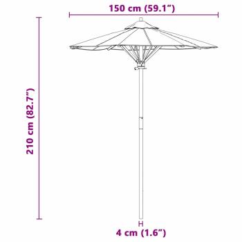 Gartenparasol Creme Weiß 150x210 cm Bambus
