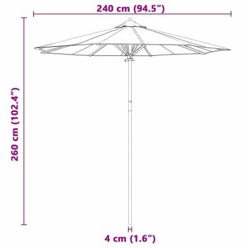 Gartenparasol Cremeweiß 240x260 cm aus Bambus