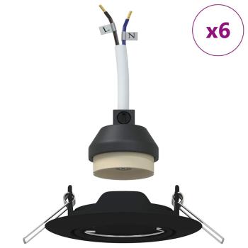 Lampen Set aus 6 Schwarz Kunststoff 9 cm Modern