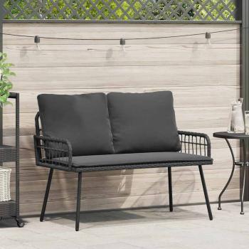 ARDEBO.de - Gartenbank Schwarz 114x64x78 cm Poly-Rattan