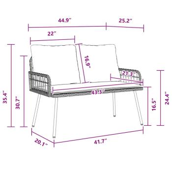 Gartenbank Schwarz 114x64x78 cm Poly-Rattan