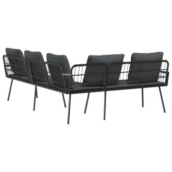 L-förmiges Sofa Schwarz 231x173x78 cm Poly-Rattan