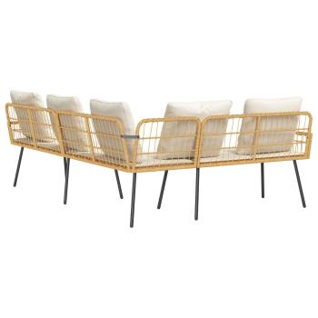 ARDEBO.de - L-förmiges Sofa Natur 231x173x78 cm Poly Rattan