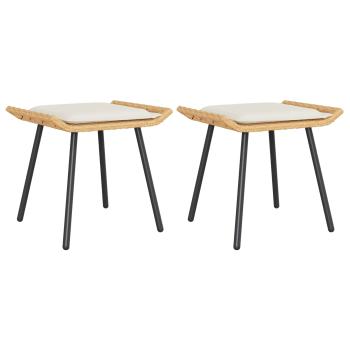 ARDEBO.de - Gartenhocker 2 Stück Natur 50x40x45 cm Poly Rattan