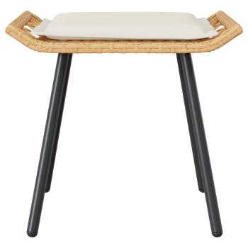 Gartenhocker 2 Stück Natur 50x40x45 cm Poly Rattan