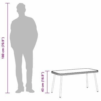 Couchtisch Schwarz 90x45x42 cm Poly-Rattan