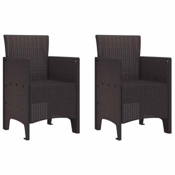 Gartenstühle 2 Stück Braun Poly Rattan
