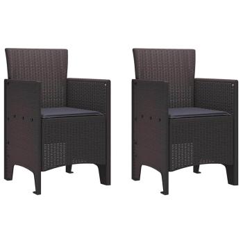 Gartenstuhl Set aus 2 Braun, Anthrazit Kunststoff, Kissen