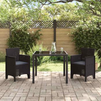 Gartenstuhl Set aus 2 Braun, Anthrazit Kunststoff, Kissen