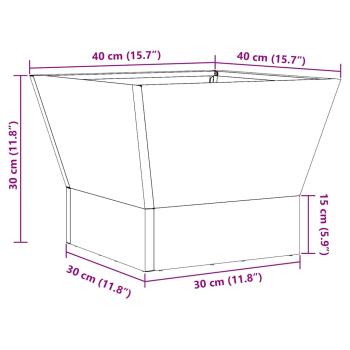 Feuerstelle Quadrat 40x40x30 cm Wetterstahl