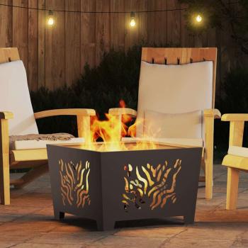 Feuerstelle Quadrat Schwarz 60x60x40 cm Stahl