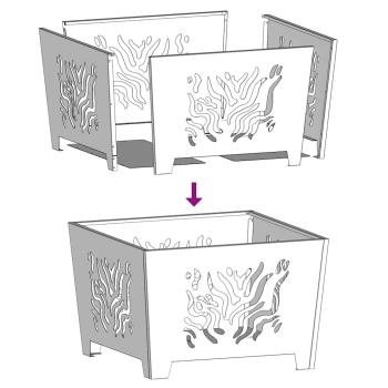 Feuerstelle Quadrat Schwarz 60x60x40 cm Stahl