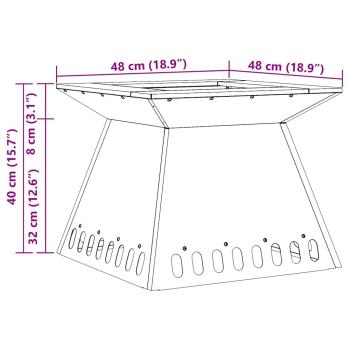 Feuerstelle Schwarz 48x48x40 cm Stahl