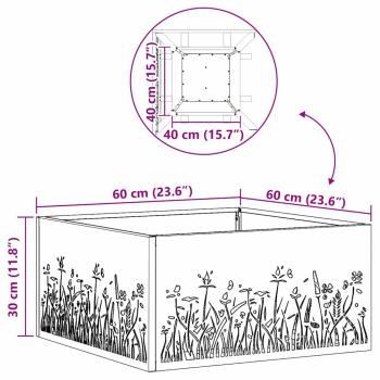 Feuerstelle Quadrat Schwarz 60x60x30 cm Stahl