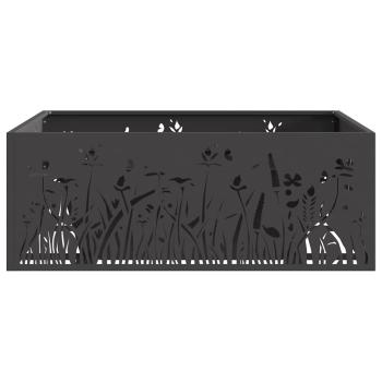 Feuerstelle Quadrat Schwarz 80x80x30 cm Stahl