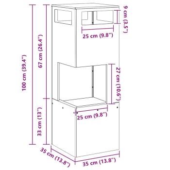 Feuerstelle Quadrat Schwarz 35x35x100 cm Stahl