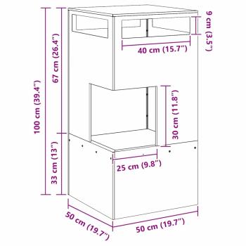 Feuerstelle 50x50x100 cm Wetterfestes Stahl