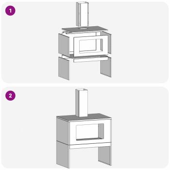 Feuerstelle mit Schornstein Schwarz 60x40x96 cm Stahl