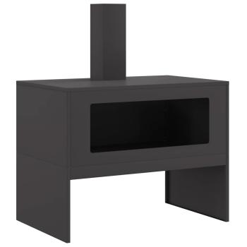 Feuerschale mit Schornstein Schwarz 80x50x96 cm Stahl