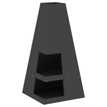 Feuerstelle mit Holzlagerung Schwarz 50x50x100 cm Stahl