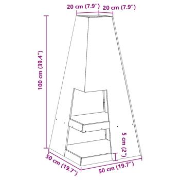 Feuerstelle mit Holzlager 50x50x100 cm Wetterstahl